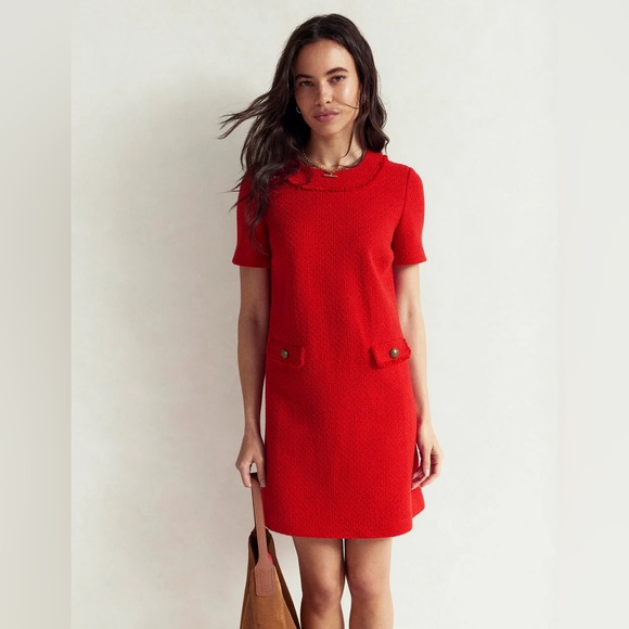Evita Cotton Shift Dress-Poppy Red - Picture 6 of 9